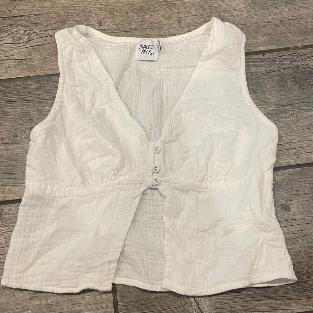 Princess Polly White Textured Top